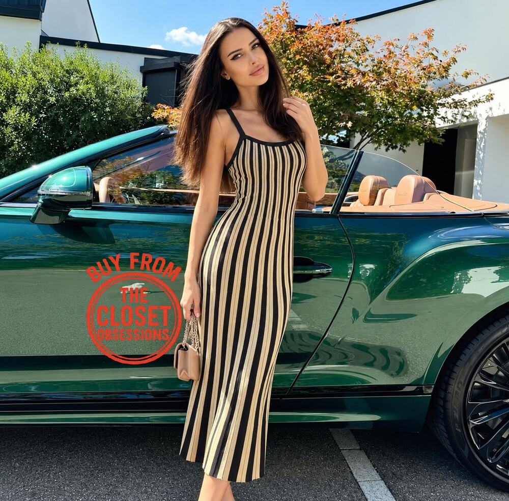 MANGO Rare Striped Knit Midi Dress NWT